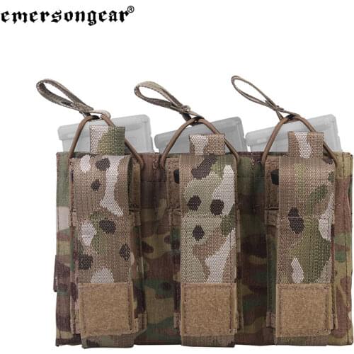 Emersongear 5.56mm Pistol Triple Open Top Magazine Pouch Mag Storage Purposed Bag Molle for AEG GBB Tactical Airsoft Hunting