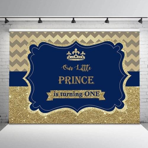 Royal crown prince newborn baby shower backdrop for photography gold glitter background for photo studio supplies party decorati