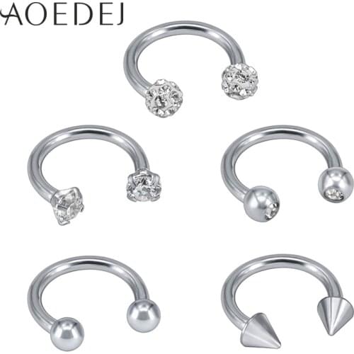 AOEDEJ 10pcs/lot 16G Stainless Steel Nose Rings BCR Eyebrow Piercing Nose Septum Clicker Nipple Labret Captive Hoop Bead Rings