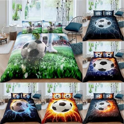 Bedding Set 3D Football Sport Duvet Cover Soft Pillowcases Comforter Cover Queen King Size Boy Gift Bed Sets Children Bedlines