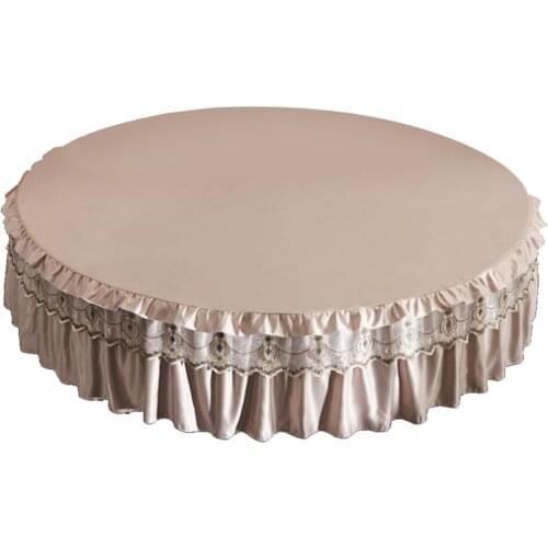 Round Elastic Lace Dust Ruffle Bed Skirt Wrap Around Non Slip Pretty Ruffle Design-Camel 2 Size Options 220cm/200cm