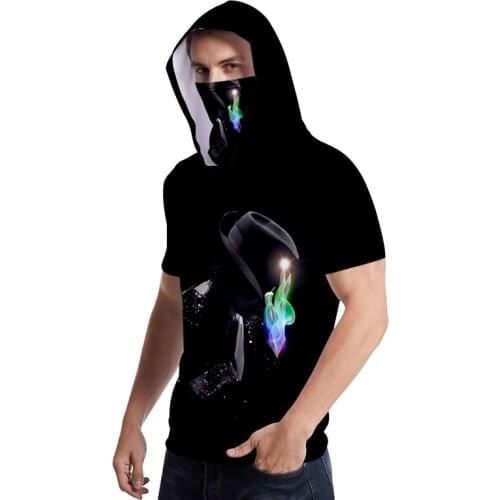 Michael Jackson Fashion Hip Hop Cool 3d Face Mask T-shirts Hoodies Men Women T-shirt Hooded Tops Short Sleeve T Shirts Tee Shirt