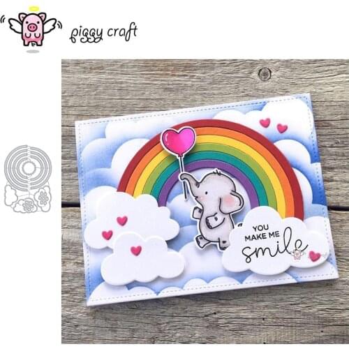 Piggy Craft metal cutting dies cut die mold Rainbow Strip Clouds Scrapbook paper craft knife mould blade punch stencils dies