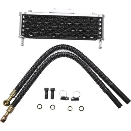 Motorcycle Oil Cooler 4 Rows Mesh Big Size with 10Mm Tubling for 50Cc-160Cc Modify Oil-Cooled Engines Pit Dirt Bike