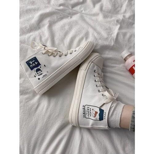 2021 spring and autumn new womens high-top canvas shoes Korean casual sports shoes white shoes