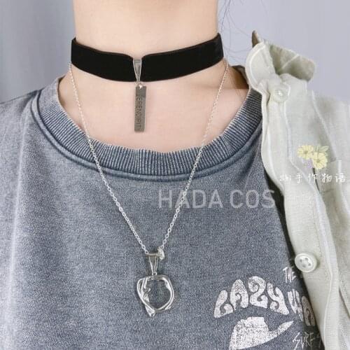 Game Tears of Themis Moyi Necklace Choker Black Silver Ring Pendant Combination Sexy Girl Gift Cosplay Props Jewelry Accessory