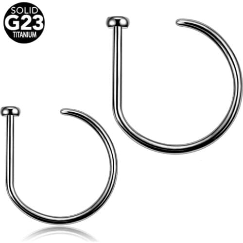 New Arrival 1PC G23 Titanium 20G D Shape Nose Hoop Nose Stud Piercings Nose Nostril Piercing Nariz For Unisex Jewelry