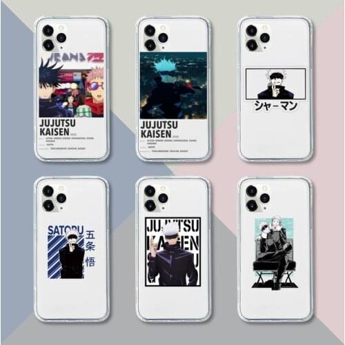 Hot Anime Jujutsu Kaisen Phone Case Transparent For iPhone 12 11 pro mini XS XR X max 5 6 s 7 8 plus Soft TPU Clear Mobile bags