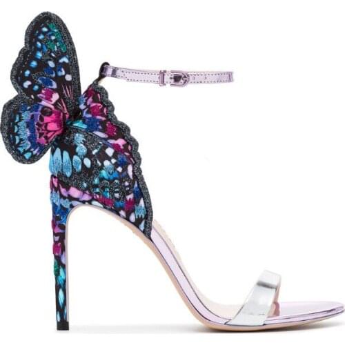Sexy Thin High Heels Ankle Strap Women Gladiator Sandals Women Mix Colors Butterfly Wings Ladies Party Wedding Shoes Sandalias