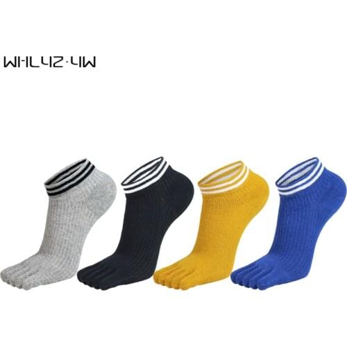 Spring Summer Cotton Five Finger Socks Striped Breathable Boneless Ankle No Show Harajuku Socks With Toes Calcetines 5 Pairs/Lot