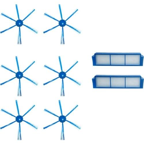 6X Side Brushes + 2X Hepa Filters for FC8007 FC8792 FC8794 FC8796 Vacuum Cleaner Robotic Replacement Spare Parts