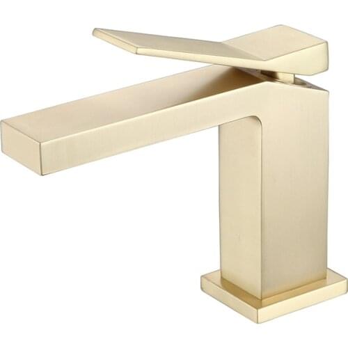 Bathroom Faucet Solid Brass Bathroom Basin Faucet Cold And Hot Water Mixer Sink Tap Single Handle Deck Mounted Brushed Gold Tap