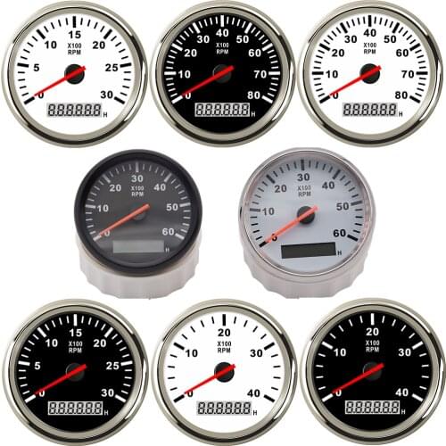 Marine Tacho Gauge Meter 3000RPM 4000RPM 6000RPM 8KRPM Tachometer Boat Tachometer 85MM Gauge Red Back Tacho Meter LCD Hourmeter