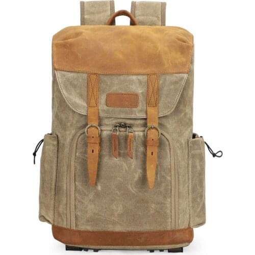 Waterproof Batik Canvas Photo Backpack Large Capacity Outdoor Photography Bag for Camera/Lens/Tripod/Flash Light/15.4'' Laptop