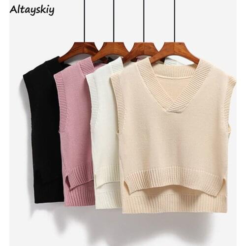 Sweaters Women Ulzzang Classic Daily Soft Lovely Trendy Simple V-neck Femme Knitwear Vintage Loose Popular Woman Knitted Sweater