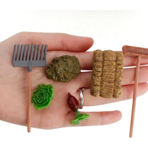 1 Set Dollhouse Mini Farm Shovel Rake Outdoor Planting Scene Miniature Model Ornament Accessories Dolls Accessories