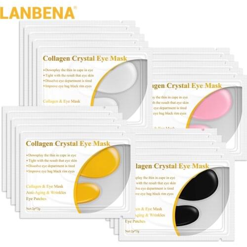 LANBENA Collagen Eye Patches Eye Mask Dark Circle Puffiness Eye Bag Anti-Aging Wrinkle Firming Skin Care 10PCS=5 Pair