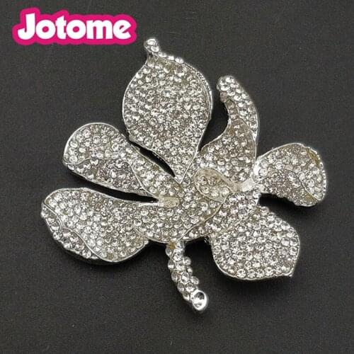 10pcs lot/Free shipping New years gift 50mm flat back clear crystal lotus flower Australian brooch pins