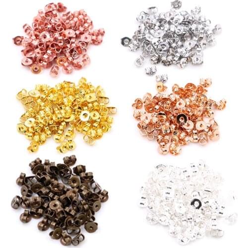 100pcs High Quality 925 Classic 5 Colors Plated Copper Metal Earring Back Plug Earring Settings Base Ear Studs Back