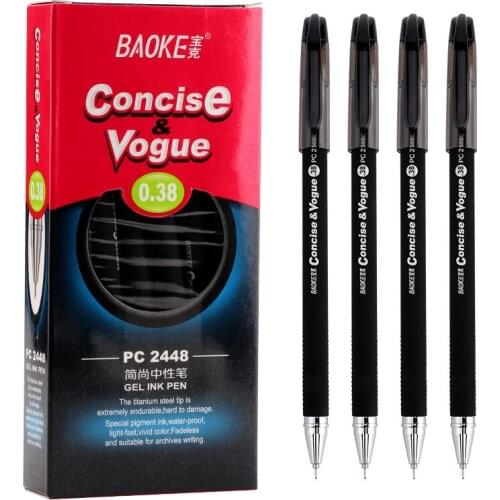 12 Baoke PC2448 Gel Pen 0.38mm Half Needle Tube Pen Frosted Rod Business Signature Pen Water Pen Office Supplies Stationery