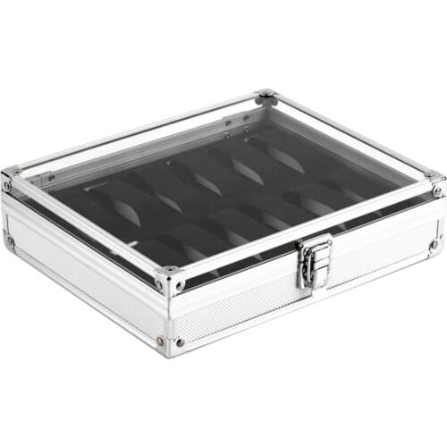 12 Grids Slots Aluminium Watches Box Jewelry Display Storage Square Case Suede Inside Container Watch Casket