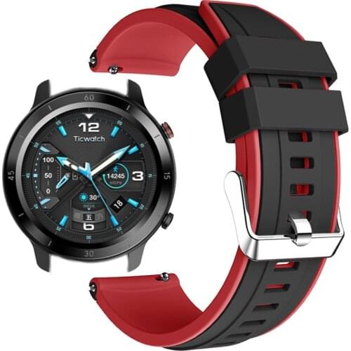 22MM Double Color Strap For Ticwatch GTX Smart Watch Band Silicone Sport Wrist Bracelets For Ticwatch Pro 2020/2019/E2/S2 Correa