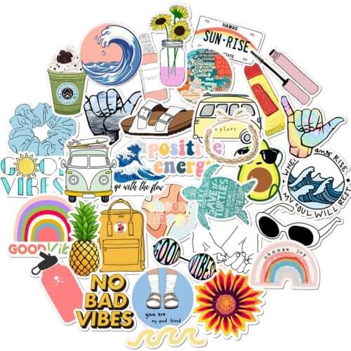 35Pcs/pack VSCO Vinyl Stickers Girl Essential Stuff for Water Bottles Stickers Suitable for Photo Luggage Laptop Trendy Stickers