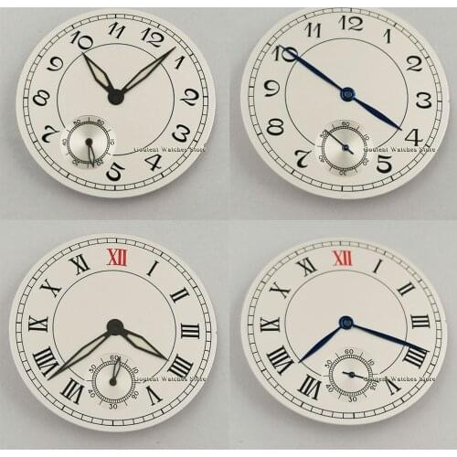 38.9mm Goutent Sterile White Watch Dial With Hands Fit ETA 6498 Or Seagull ST3620 movement