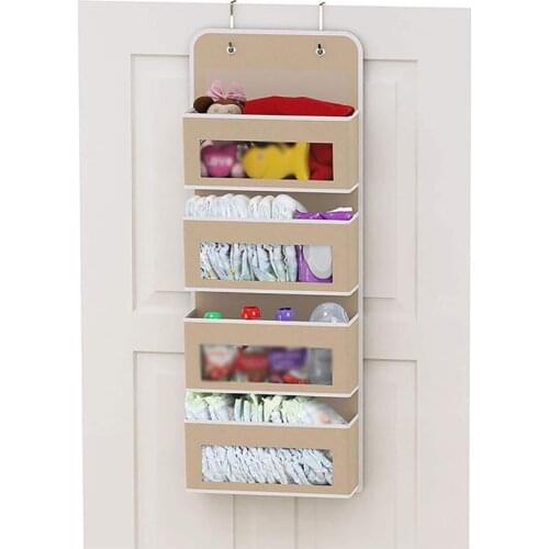 4 Transparent Pocket Hook Storage Household Hanging Organizers Sundries Storage And Sorting Storage Bags Door Wall Lnstallation