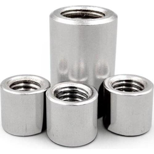 4pcs M6 inner diameter 10mm stainless steel long round nuts cylindrical joint nut 6mm-20mm length