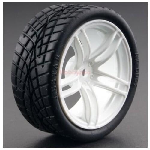 4pcs 1/10 On-Road Car Tires 26*64MM Plastic Wheel Rim Rubber Tyre for HSP Tamiya HPI Kyosho Sakura 94122 94123 D4 CS tt02 9064