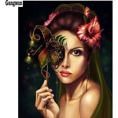 5D DIY Diamond Embroidery “mask woman” Diamond Painting Accessories Cross Stitch kit Full Drill Rhinestone Mosaic New year Gift