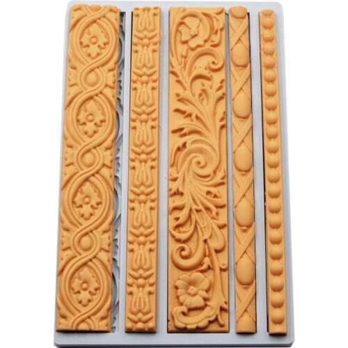 Baroque Shape Cake Border Silicone Mold Frame Fondant Cake Decorating Tools Candy Chocolate Gumpaste Mould