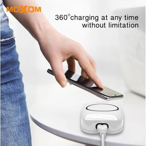 MOXOM Wireless Charger 5 Port Fast Charger Wireless Mobile Phone Charger AUTO ID EU Plug Charger For iPhone Samsung Xiaomi