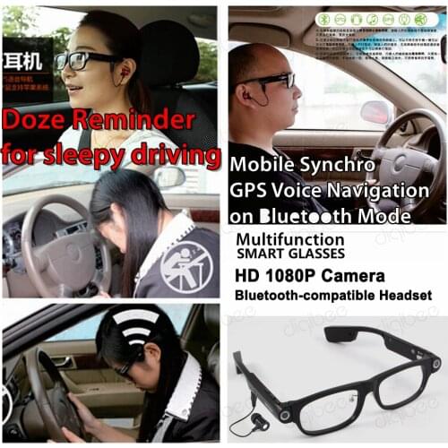 Smart Glasses Bluetooth Headset Sunglasses Camera HD 1080P Video Recorder 8GB or 32GB Sports Mini DV Car Camcorder Doze Reminder