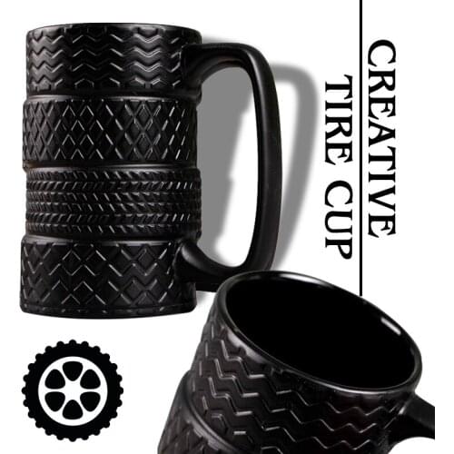Large Capacity 400ml Creative Tire Mug Ceramic Mug Personality Water Tea Coffee Cup Slip Office House Novelty Tyre Garage Cup