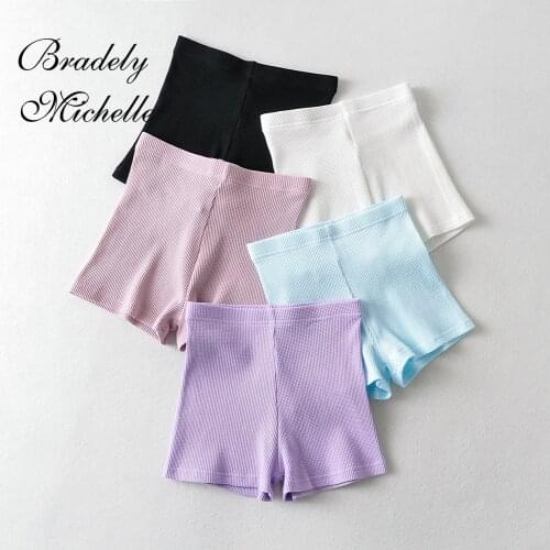 BRADELY MICHELLE 2021 Summer NEW Arrival Women Skinny Solid Color High-Waist Causal Streetwear Shorts For Ladies