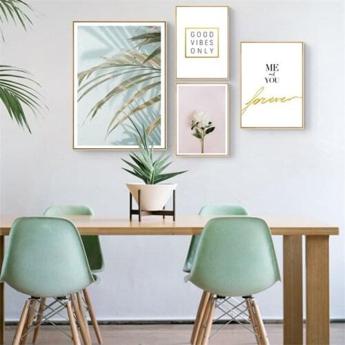 Flower Leaf Letter English Text Personality Picture for Living room Sofa background bedroom office wall Home Decorative Painting