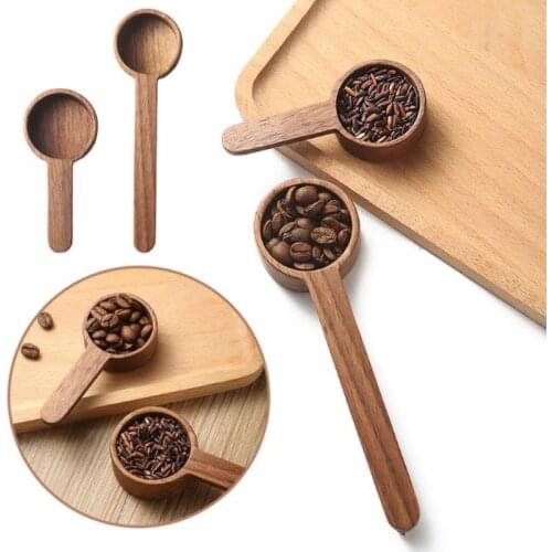 Walnut Wooden Measuring Spoon Coffee Bean Spoon Solid Wood Long Handle Coffee Powder Quantitative Spoon Home Kitchen Tool