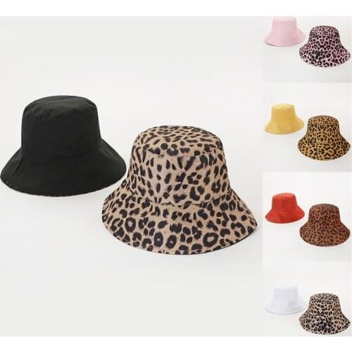 2020 Two Side Leopard Black Bucket Hat For Women Men Reversible Panama Sun Hat Summer Ladies Korean Beach Fisherman Hats