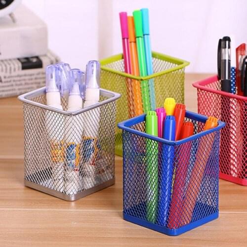 Wear Resistant 5 Colors Desktop Pen Organizer Mesh Box for Household