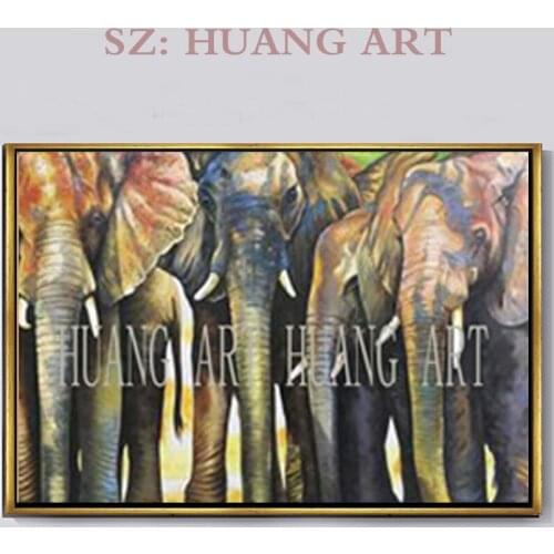Top Artist Handpainted High Quality Animal Oil Painting on Canvas elephant Painting wall Picture for home decor christmas gift
