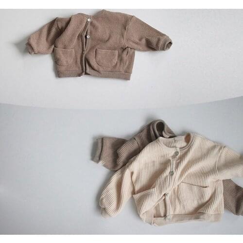 Korean childrens wear new autumn boys and girls' T-neck sweater cardigan baby retro Jacket Top kids jackets