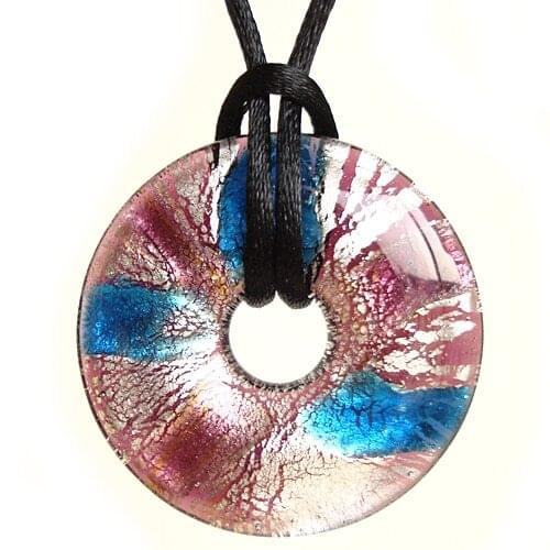 RED SNAKE Silver color Blue Wine-Red Round Murano Glass Pendant Necklace