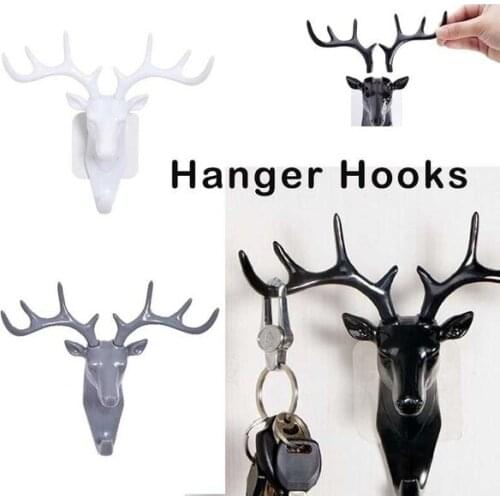 Creative hook deer head modeling wall decor hanger suction cup coat key hooks