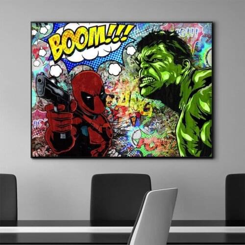 Marvel Classic Movie Superhero Character Canvas Painting Deadpool Hulk Posters and Prints Wall Art Picture for Living Room Decor