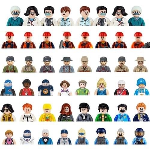 Mini Action Figures Building Blocks City Occupation Dolls Doctor Engineer Magic Movie Halloween Horror Zombie Bricks Kids Toys