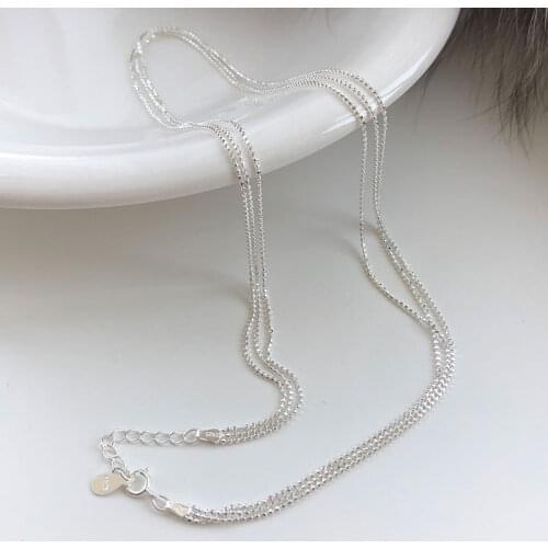 Minimalist Real S925 Sterling Silver Multi-layer Mini Beads Chains Necklaces For Women Fine Jewelry, Simple Woman Necklace Gifts