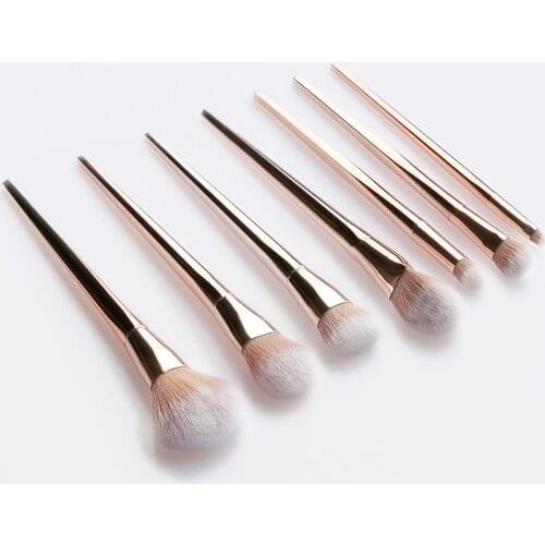 7/12pcs Makeup Brush kit Purple Gold Handle Kwasten Eyebrow Eyeshadow Foundation Concealer Contour Powder Face Brush T12088
