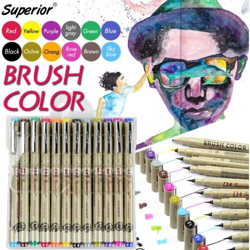 12 Colors Soft Brush Pen Drawing Brush Set Artist Soluble Sketch Pen Watercolor Marker for Paints Design Markers Art Supplies